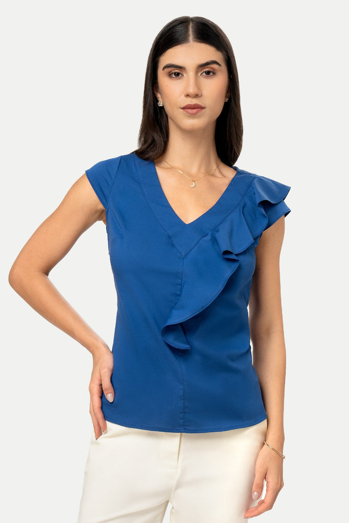 Blusa Manga Corta Bety BLUSAS MOIXX Azul S 