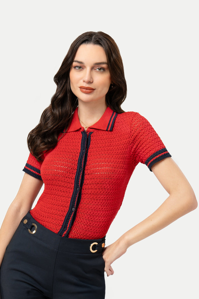 Cardigan Manga Corta Alvina CARDIGANS MOIXX Rojo S 