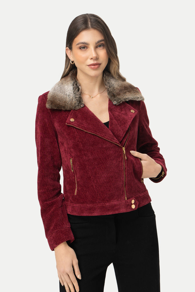 Casaca Biker Fit Celine CASACAS MOIXX Rojo oscuro S 