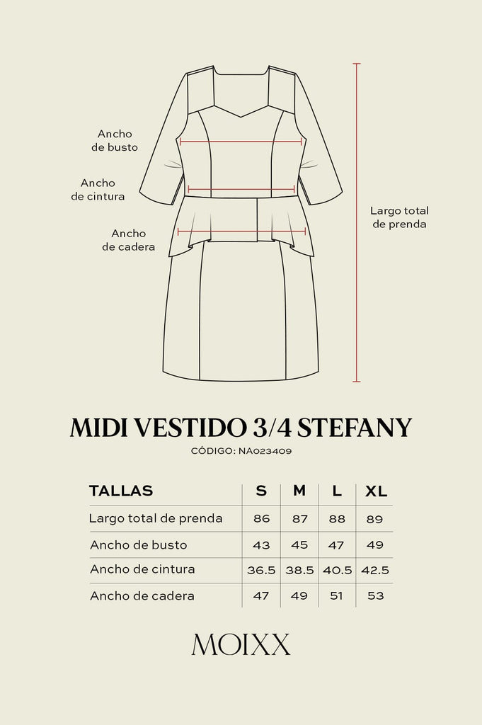 Midi Vestido 3/4 Stefany VESTIDOS MOIXX 