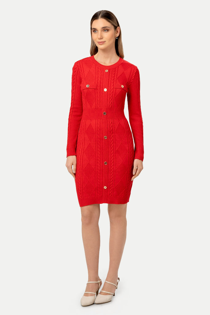 Vestido Tejido Manga Larga Leia VESTIDOS MOIXX Rojo S 